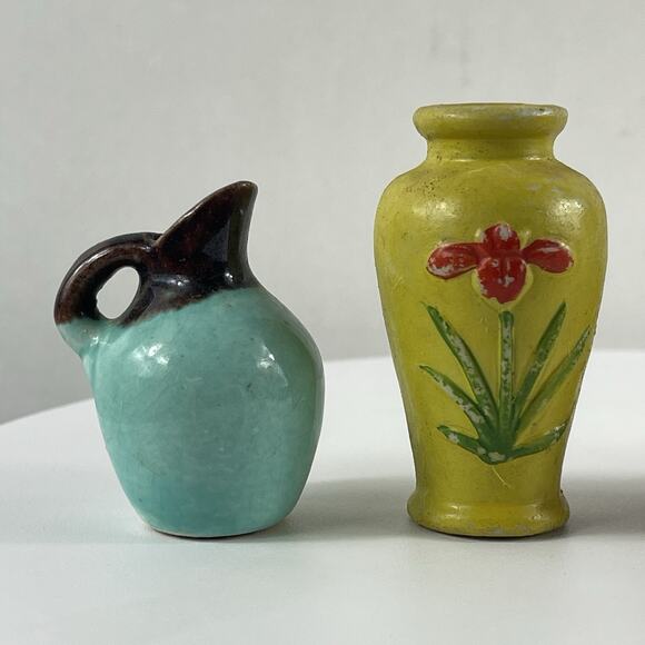 Miniature Ceramic Vases And Pitcher Lot Pottery Mix - Picture 2 of 7
